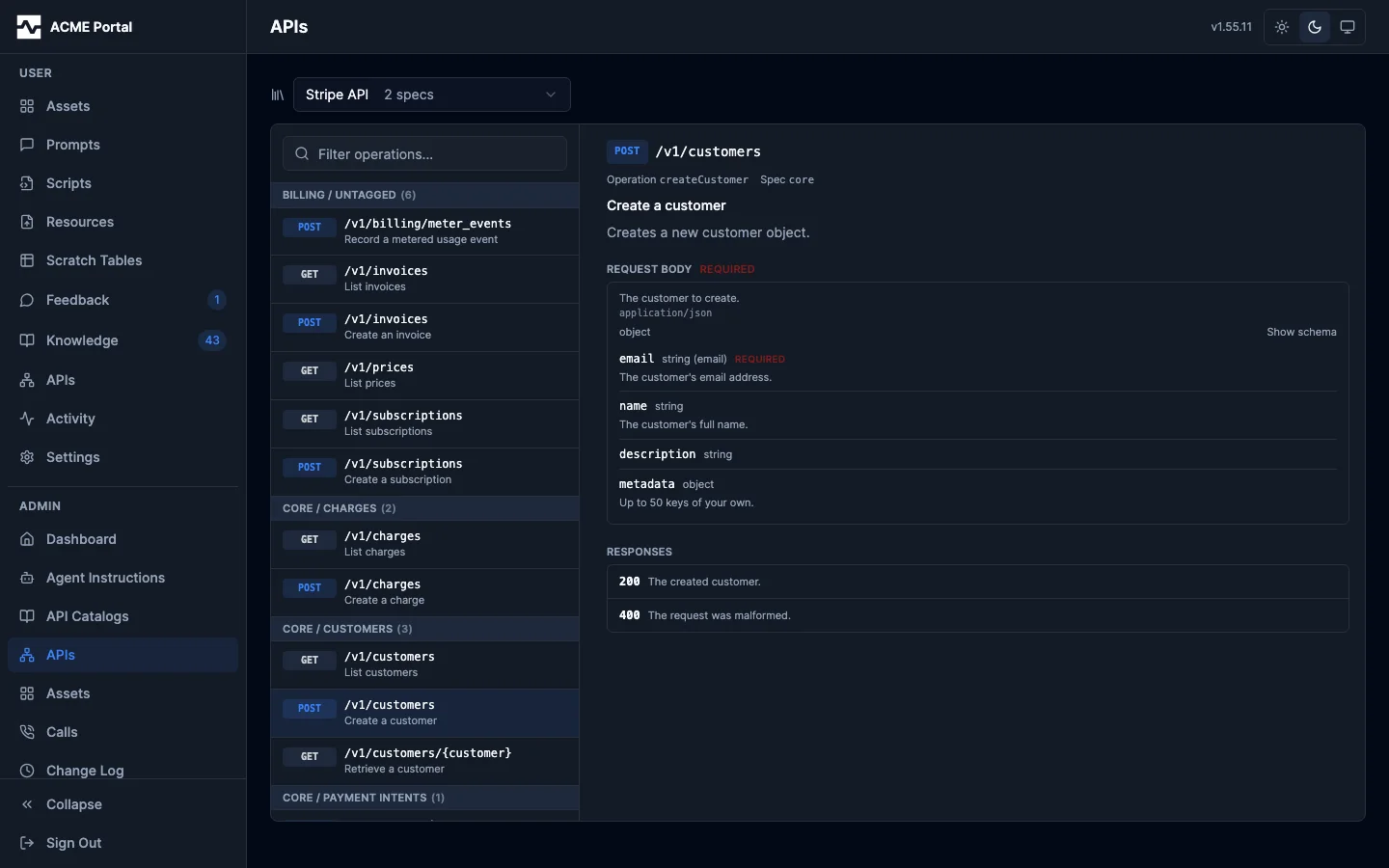 The operator's operation browser