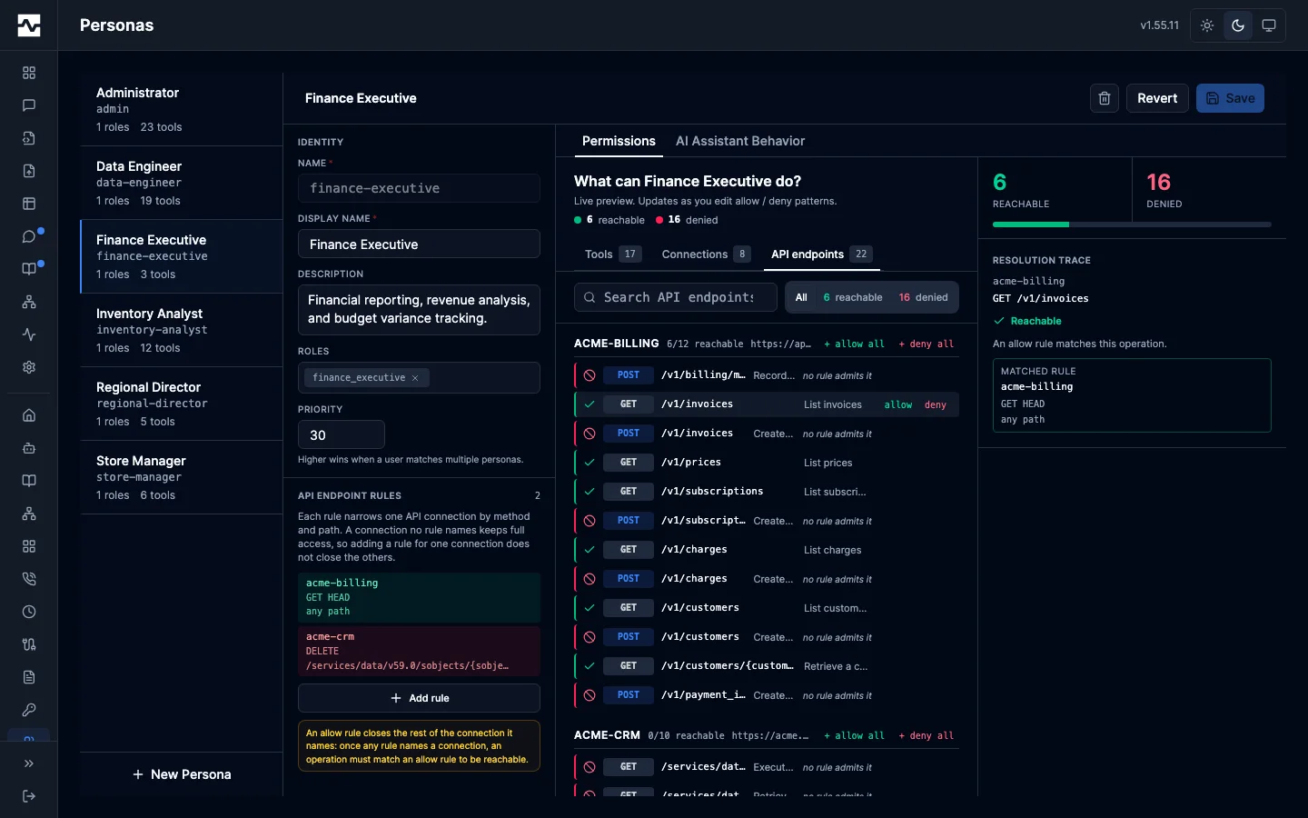Persona API endpoint rules