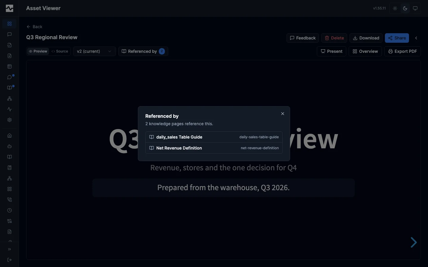 The knowledge pages that cite a deck, opened from Referenced by