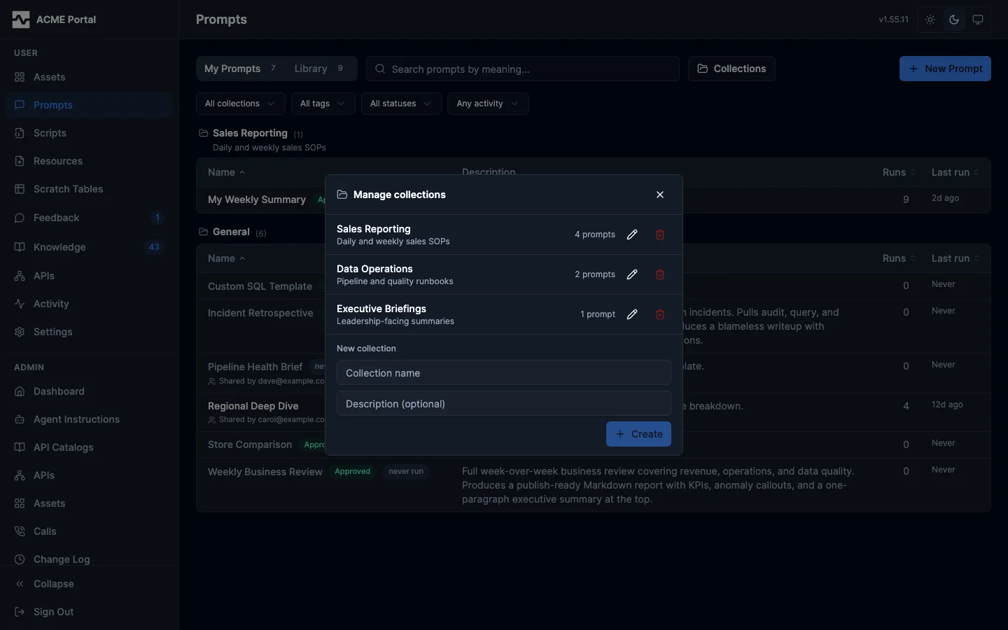 Manage collections
