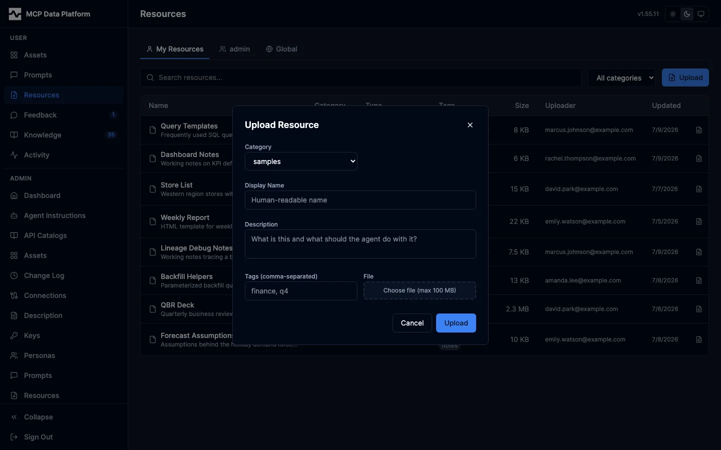 Upload resource