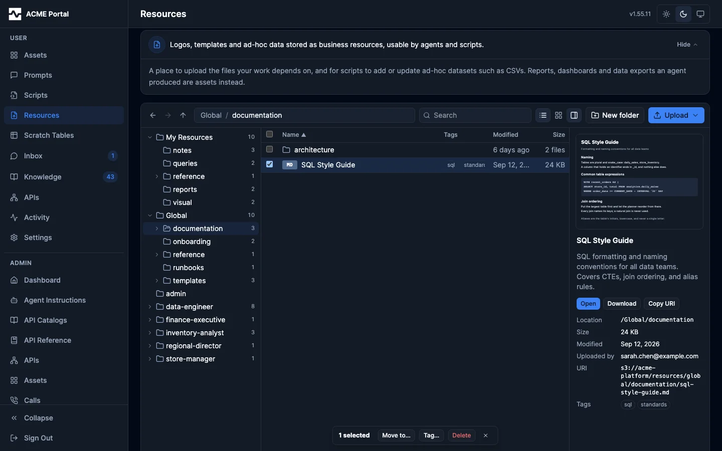 A file in the preview pane