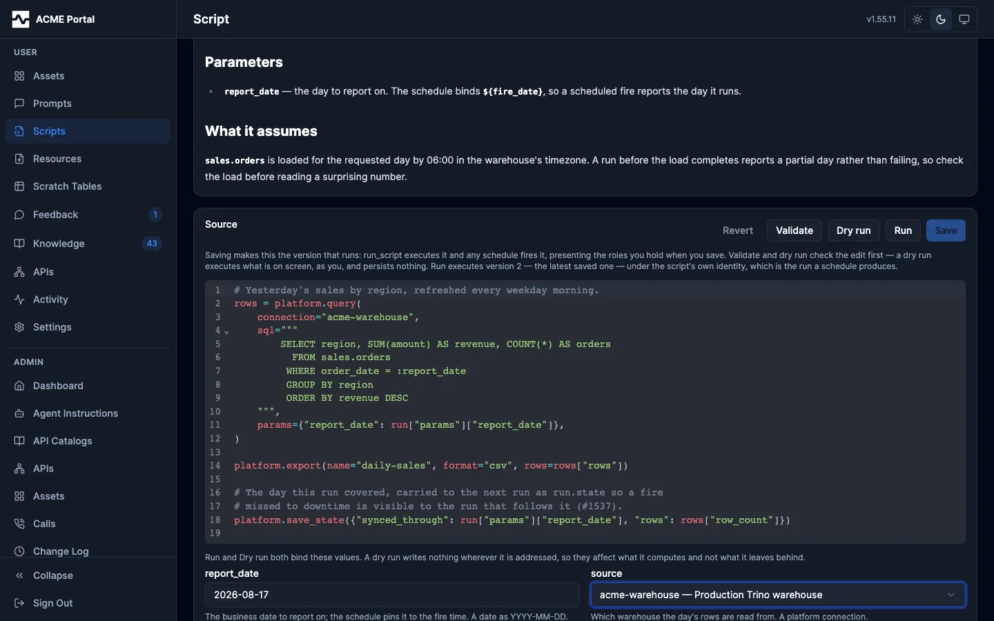 Script source