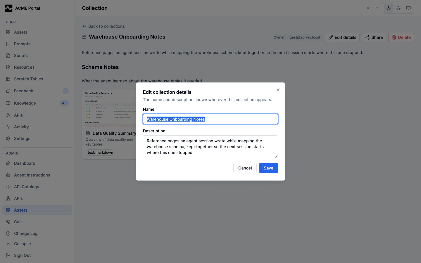 Admin Collection Details Form