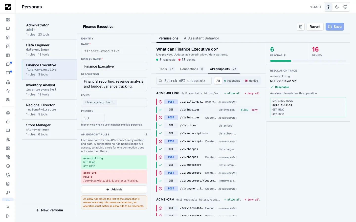 Persona API endpoint rules