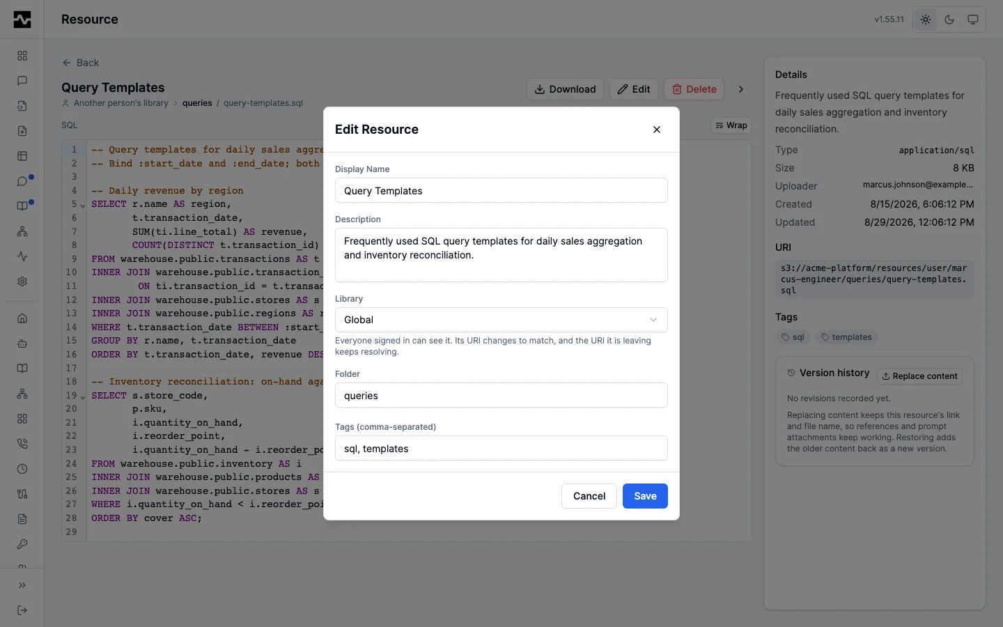 Moving a resource to another library