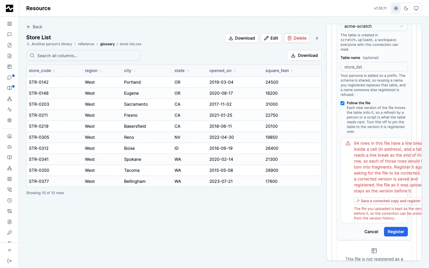 A CSV that has to be corrected first
