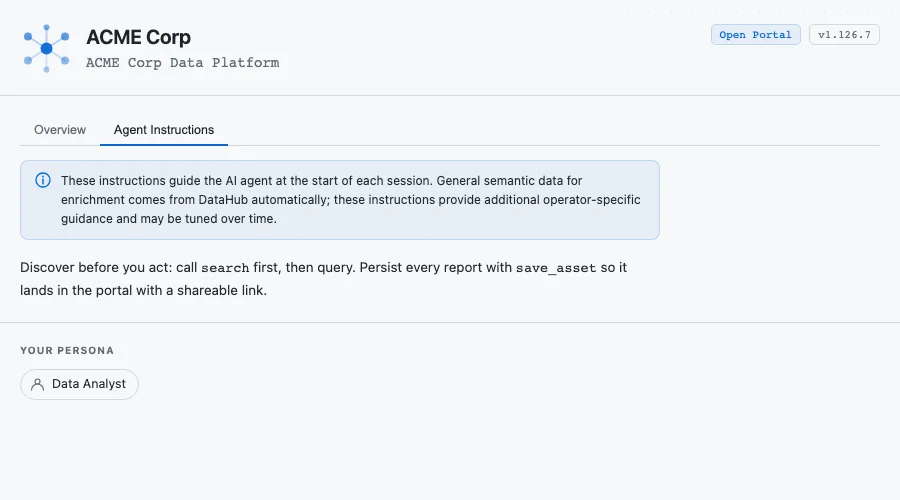 The platform-info app's Agent Instructions tab