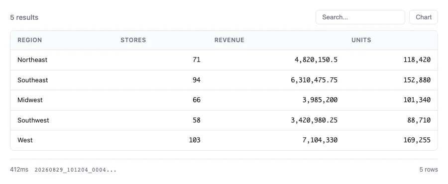 The query-results example app