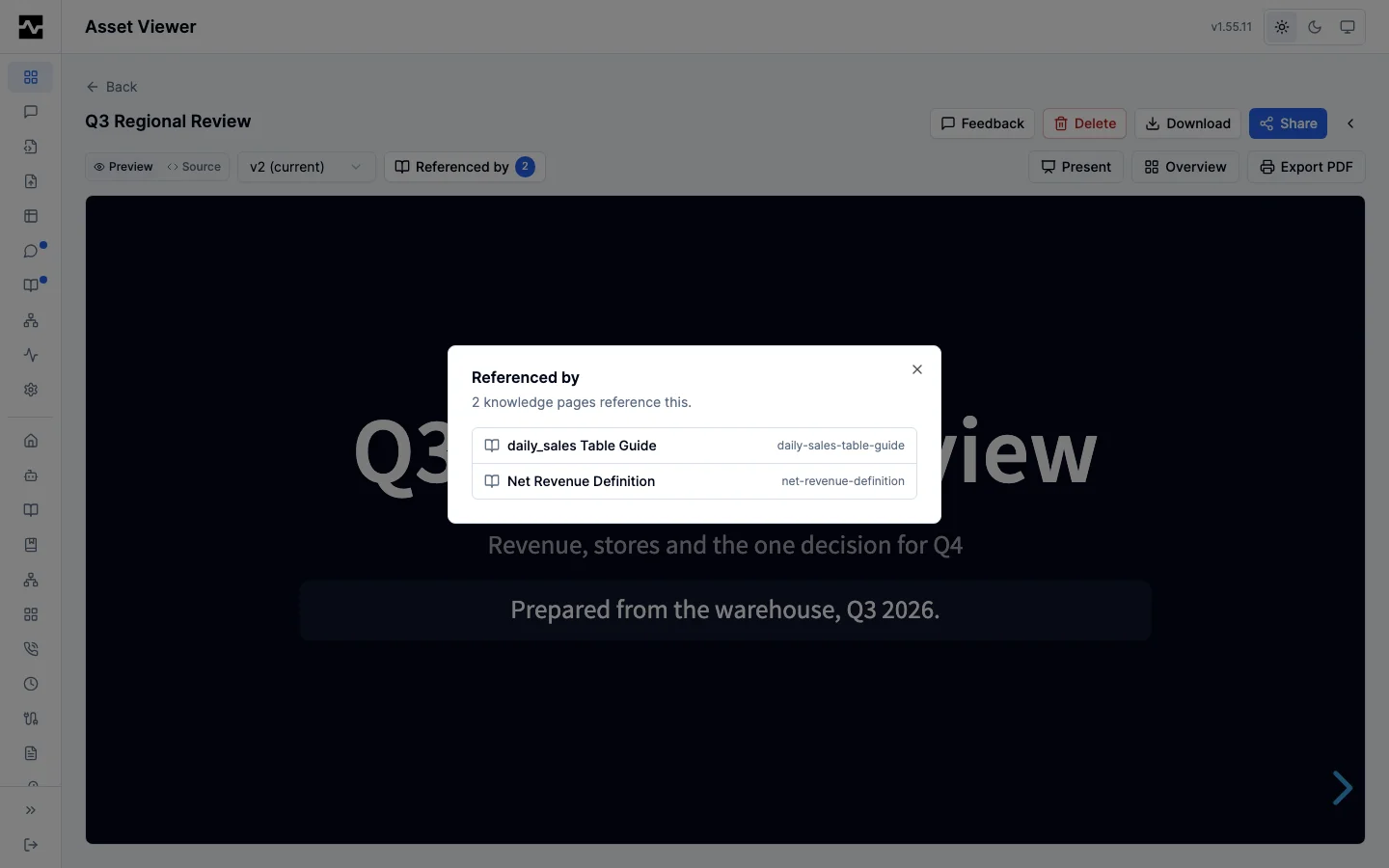 The knowledge pages that cite a deck, opened from Referenced by