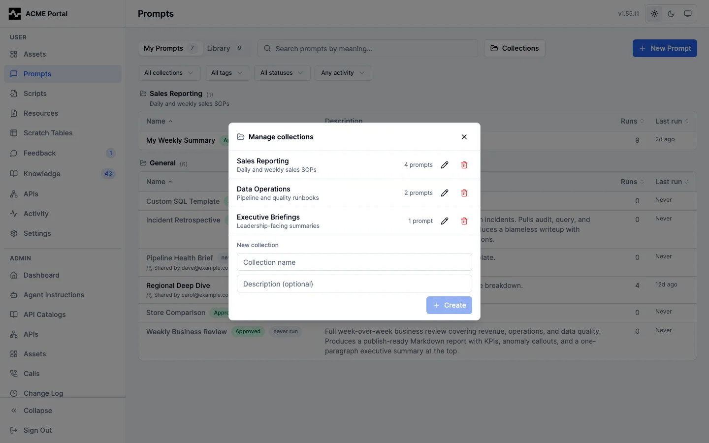 Manage collections